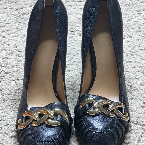 Nine West Black Loafers with Gold Accent - Picture 6 of 11